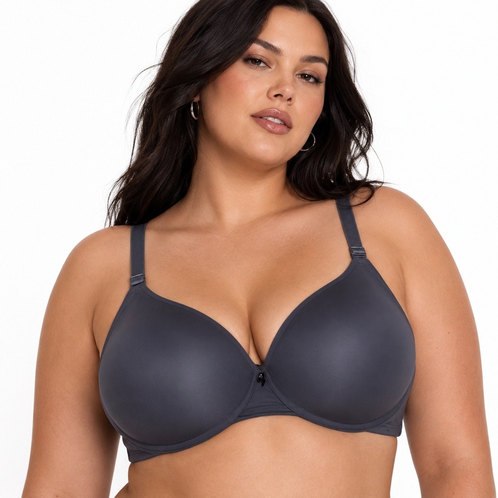Torrid Curve Back Smoothing Solid T-Shirt Bra Grey Plus Size Underwire 46DD
